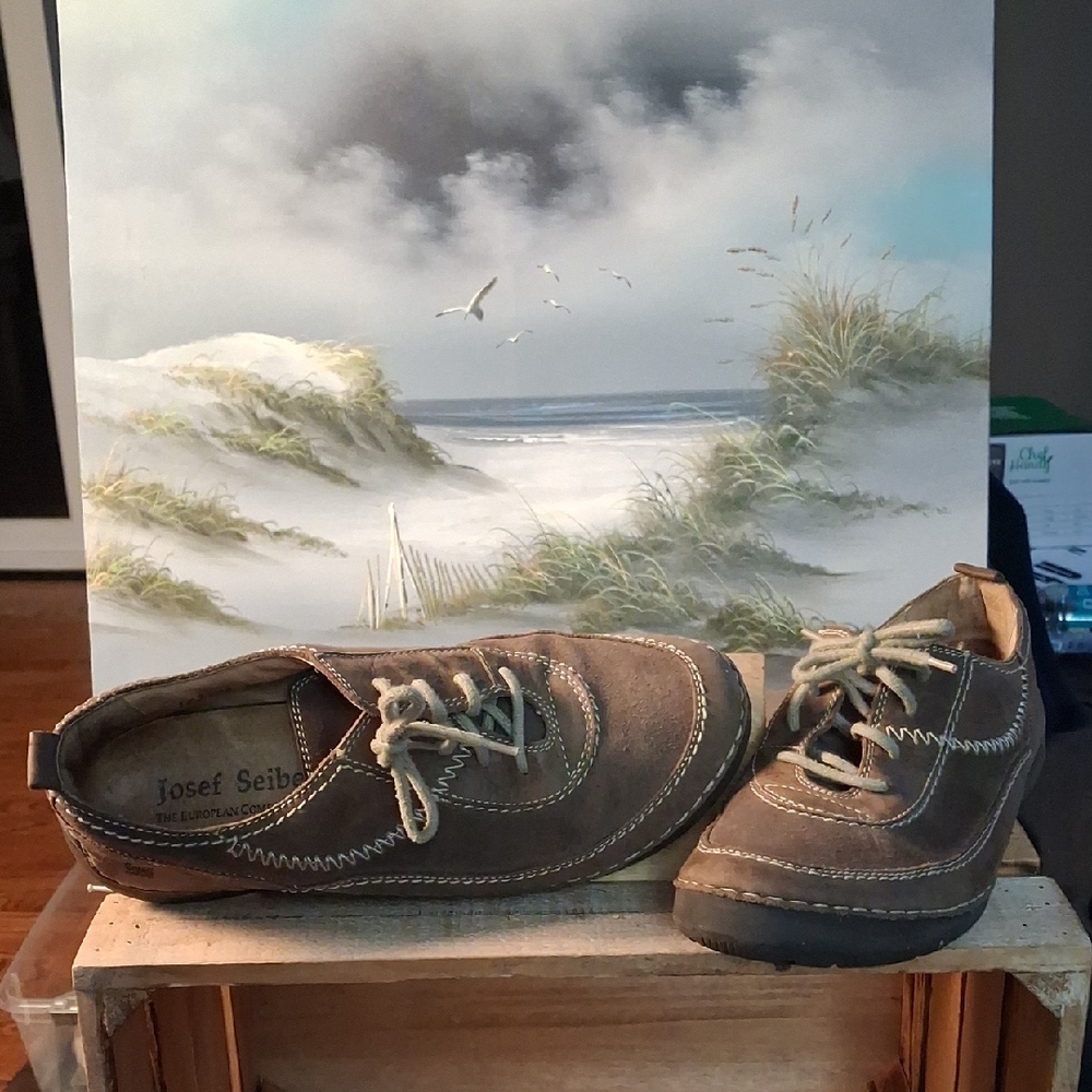 Josef Seibel Men's Brown Leather Lace-Up Casual Shoes, EURO 39, US 8-8.5